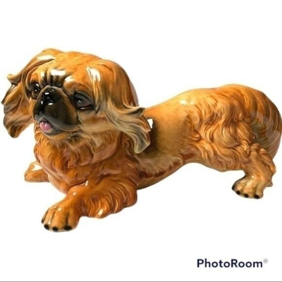 Vintage Majolica Pekingese Dog By Goebel - Picture 1 of 7